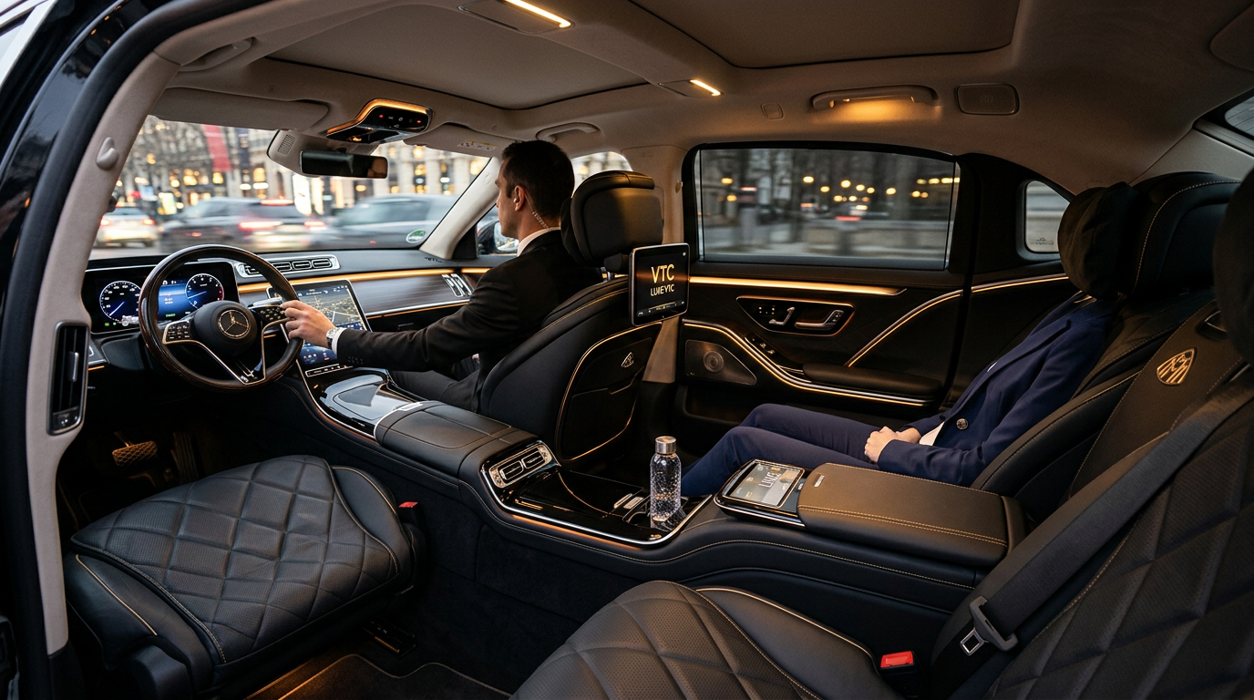 Intérieur d'un véhicule avec chauffeur de la catégorie E-Confort